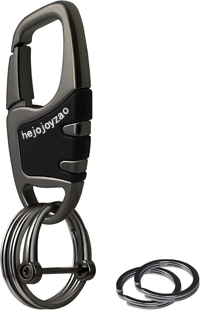 Keychain with Carabiner Clip, 4 Heavy Duty Key Rings and D Ring by Welcomehere%EF%BC%81