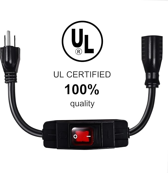 Outdoor Waterproof On/Off Switch Extension Cord, Heavy Duty 125v/250v Black - Image 2