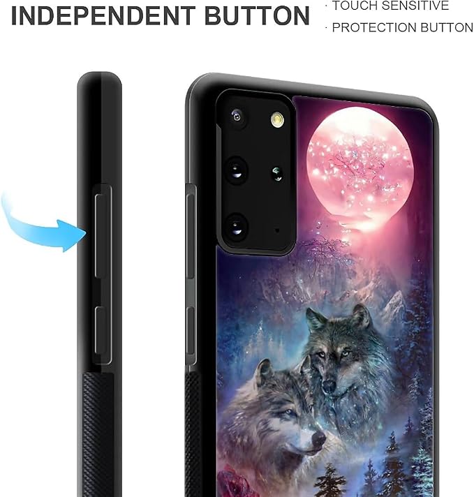 for Samsung Galaxy S20 Plus Case, Star Two Wolfs Howling Pattern Graphic Design - Image 3