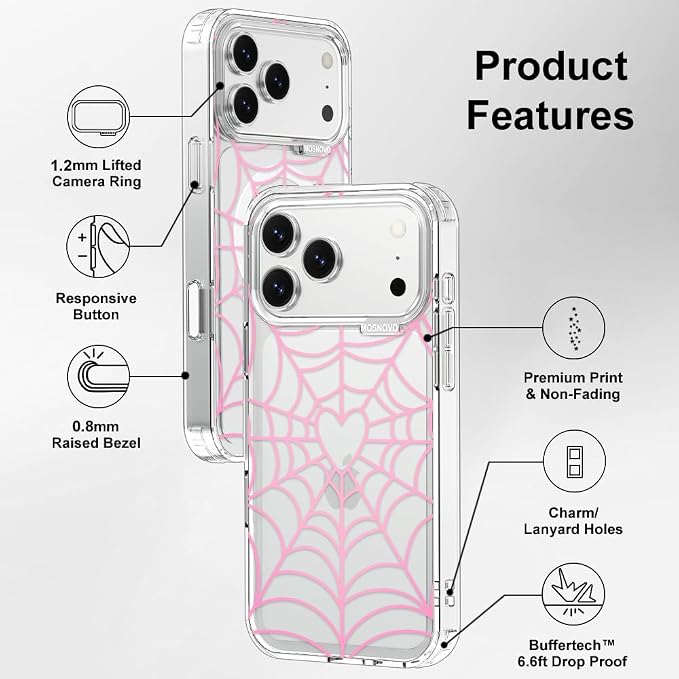 MOSNOVO for iPhone 17 Pro Max Case, Shockproof Military-Grade Protection 6.6ft - Image 7