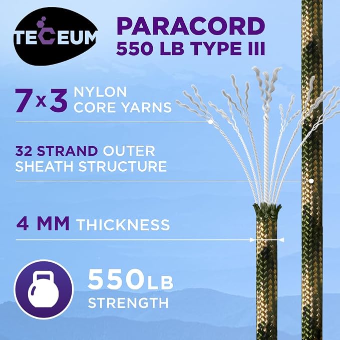 TECEUM Reflective Paracord Rope 1000 – 1000ft/200ft/100ft/50ft – 40+ Colors – - Image 2