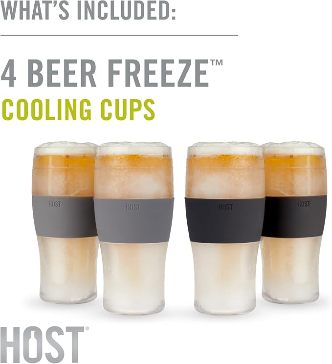 HOST Freeze Beer Glasses, 16 ounce Freezer Gel Chiller Double Wall Plastic - Image 9
