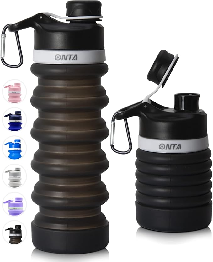 ONTA Collapsible BPA Free Silicone Water Bottle, 20oz by ONTA