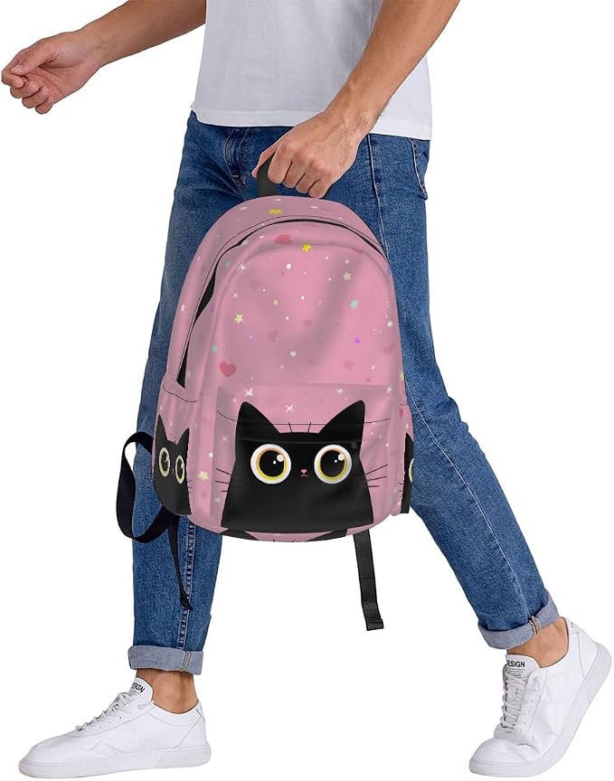 cfpolar 17 Inch Backpack Cute Cartoon Cats Laptop Bag Shoulder Bag School - Image 8