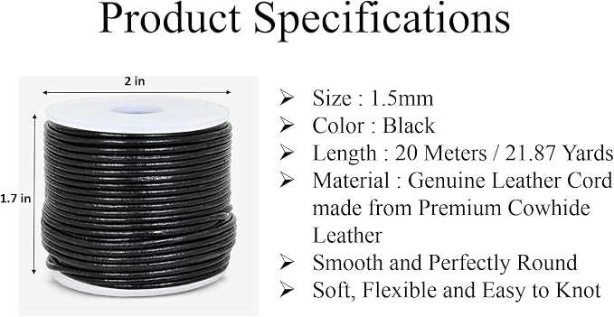 GENIQUE Real/Genuine Round Leather String Cord - Image 3