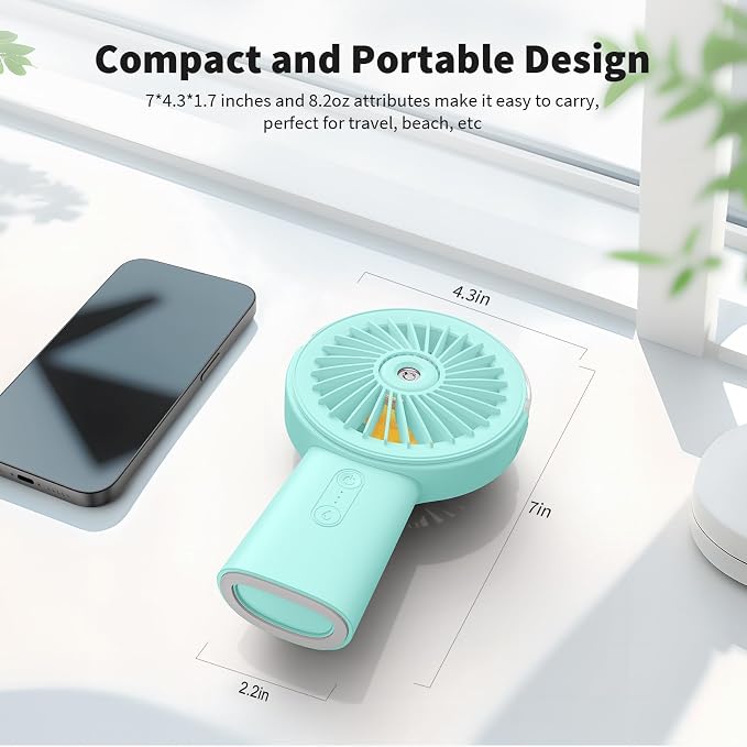Otlonpe Handheld Misting Fan Portable, Small Personal Hand Held Rechargeable - Image 6