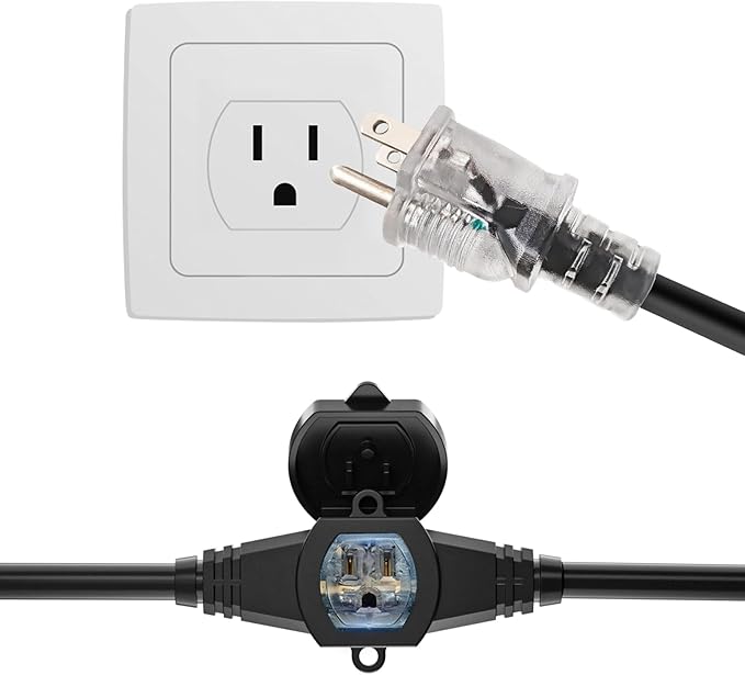 50FT Outdoor Extension Cord, 14 Gauge SJTW 5-15R Cable Male Plug to Female - Image 2