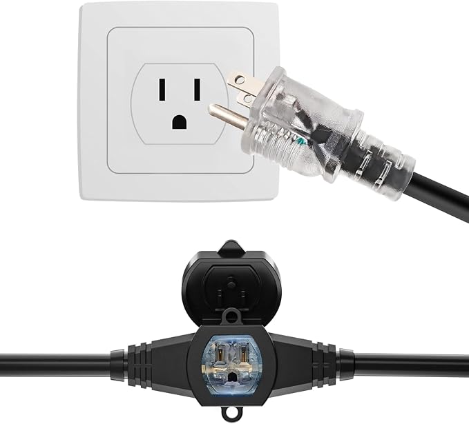 50FT Outdoor Extension Cord, 16 Gauge SJTW 5-15R Cable Male Plug to Female - Image 2
