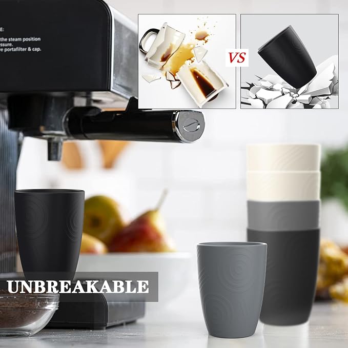 Homienly Wheat Straw Cups Drinking Glasses Set of 6, Unbreakable Plastic Cups - Image 5