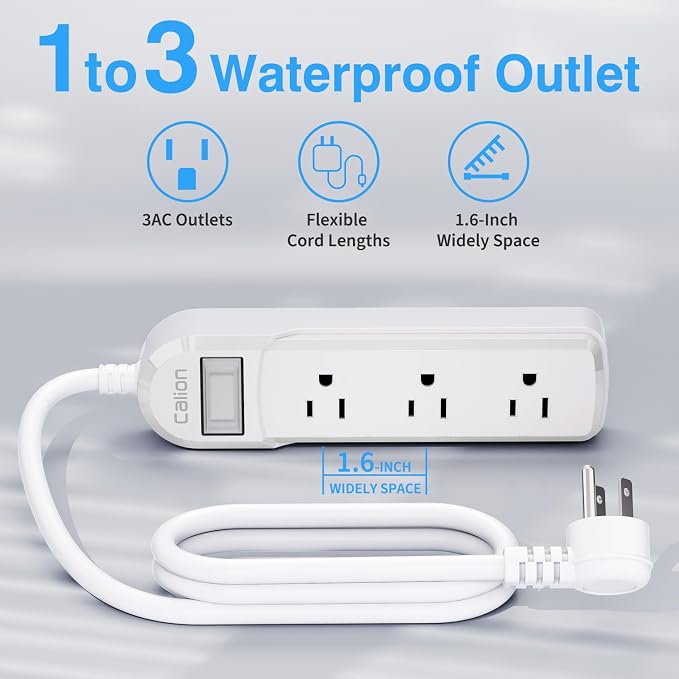 Outdoor Power Strip Weatherproof, IPX6 Waterproof 6.6ft SJT Extension Cord - Image 3
