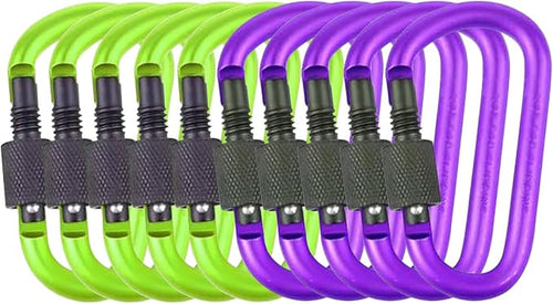 10 Pack Aluminum D Ring Key Rings Hiking Clips Locking Carabiner by IEBUOBO