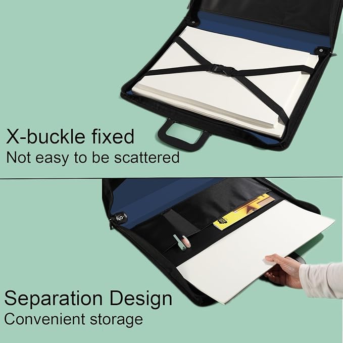 Acocony 11x17 Portfolio with Zipper Closure PP Material Oxford Cloth Edge - Image 3