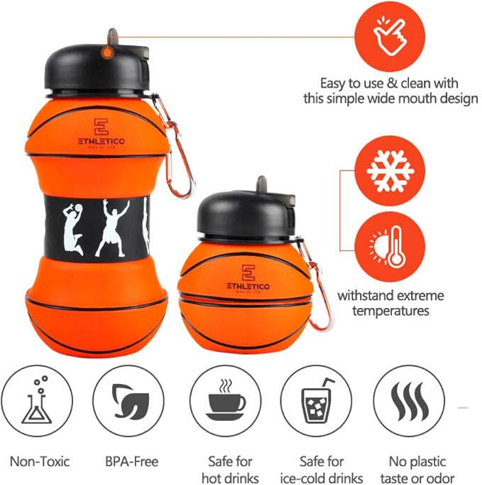 Collapsible Water Bottles with Carabiner Food Grade Sports Water Bottle - Image 5