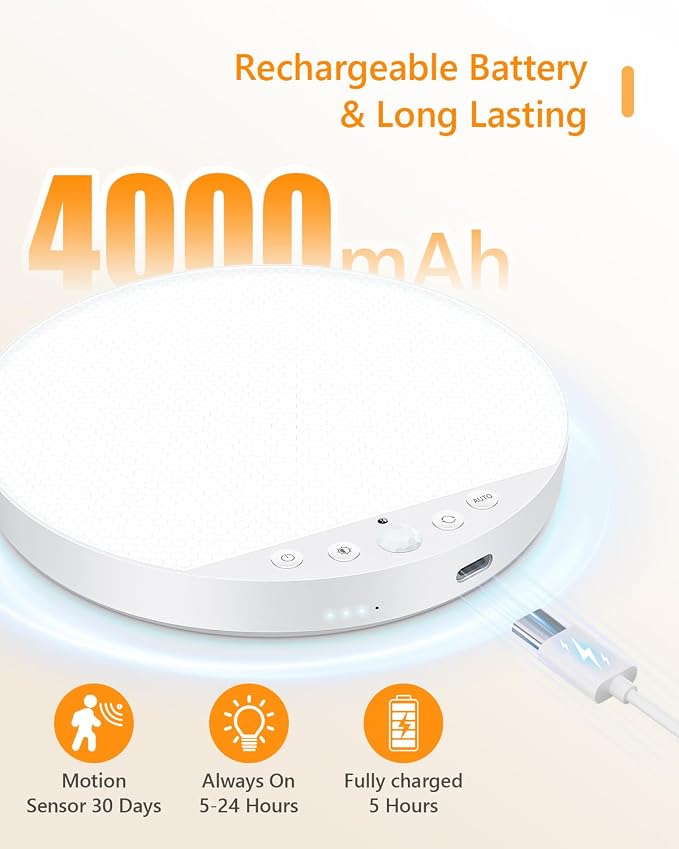 Rechargeable 6W Motion Sensor Ceiling Light Indoor, No Wiring & Magnetic - Image 8