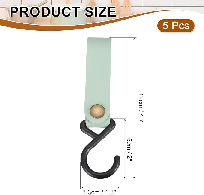uxcell 5pcs PU Leather Hooks, Leather Straps - Image 2