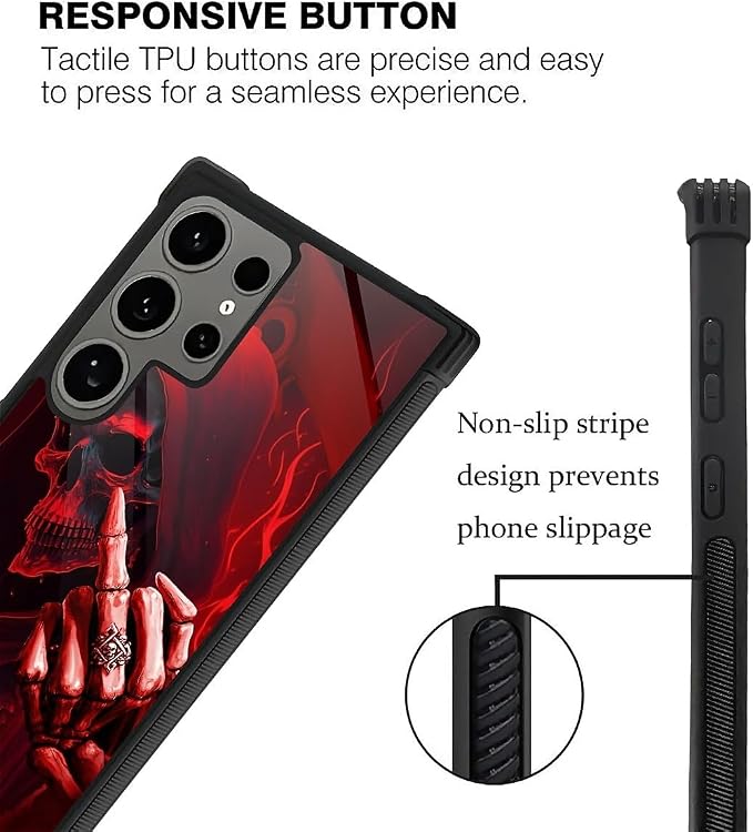 for Samsung Galaxy S24 Ultra Case, Gestures Funny Skull Pattern Graphic Design - Image 4