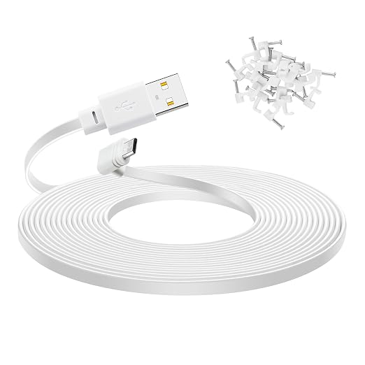 30 ft Extension Cable for WYZE Cam Pan V3, 90 Degree Micro to USB Power Cord by YEAOI