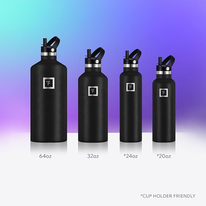 IRON °FLASK Camping & Hiking Hydration Flask - 24 oz Midnight Black - Image 5
