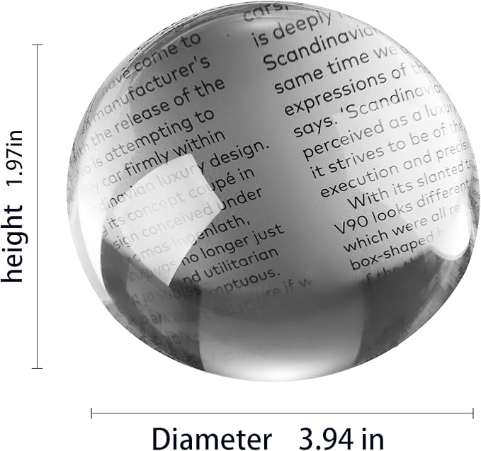 6X Crystal Dome Magnifier Paperweight, 4 Inch Large Dome Reading Magnifying - Image 3