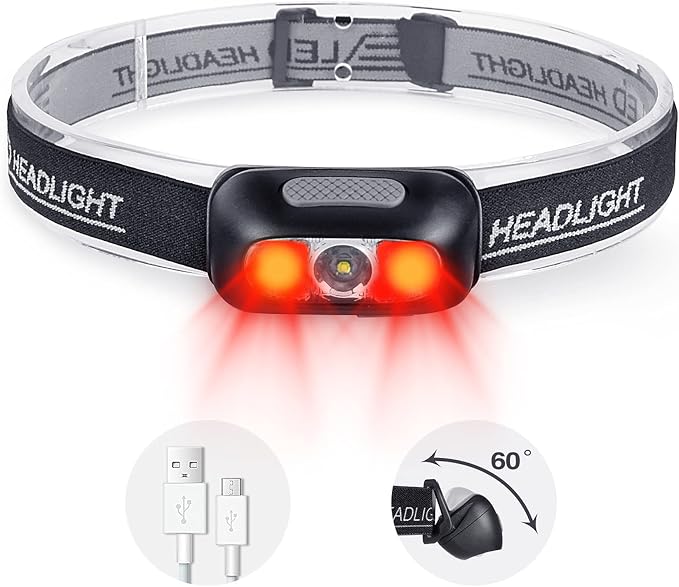 Rechargeable Headlamp, 500 Lumen Ultra Bright Head Lamp 5 Lighting Modes by COSMOING