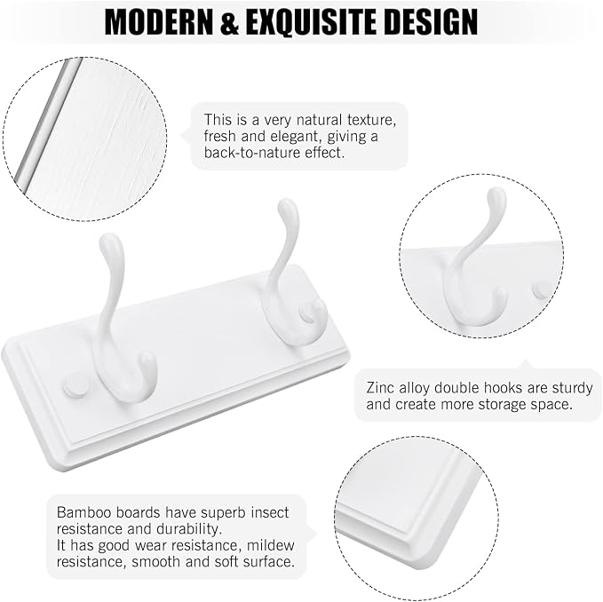 Badiano Wooden Coat Rack, Wall-Mounted Organizer - Image 4