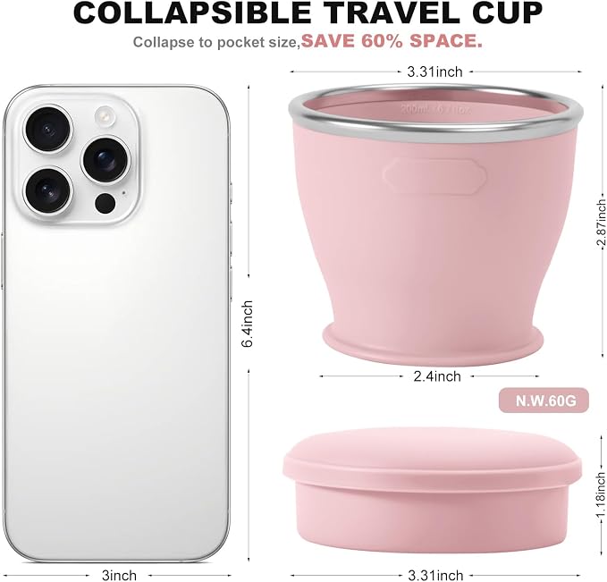 Collapsible Travel Cup, BPA-Free Reusable Water Cup, Lightweight Drinking Cups - Image 4
