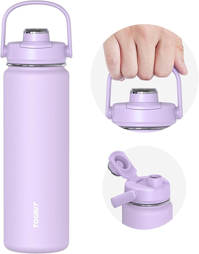 TOURIT 24 oz Insulated Water Bottle, Stainless Steel Sports Water Bottles by TOURIT