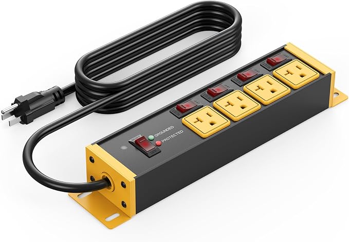CCCEI Heavy Duty Surge Protector Power Strip 20 Amp Individual Switches. 12FT by CCCEI