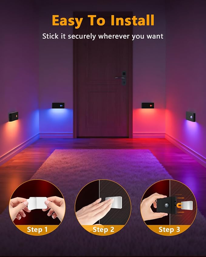 WILLED Rechargeable Motion Sensor Night Light, Stair Lights Indoor RGB & Warm - Image 7