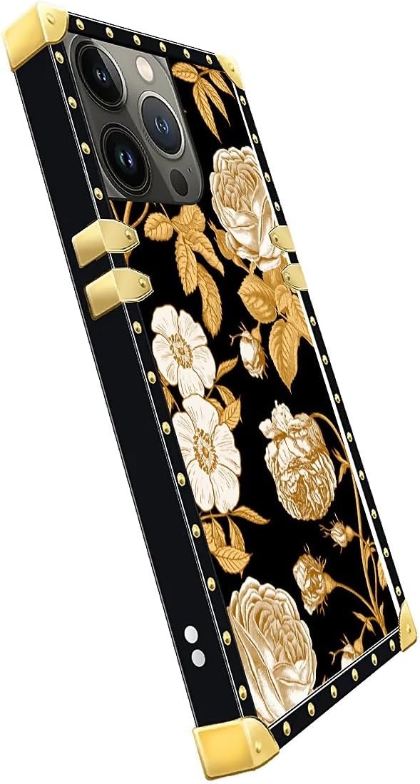 Compatible with iPhone 14 Pro Case, Blooming Rose Golden Flower Luxury Golden - Image 4