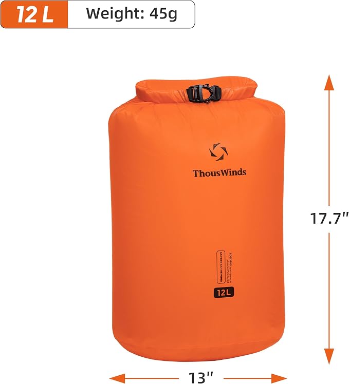 Thous Winds 12L Ultralight Dry Bag, Compact Roll Top Waterproof Pouch - Image 7