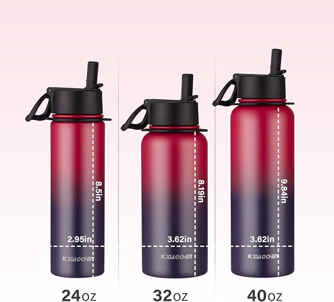 KXIAOCHEN Insulated Water Bottle, Stainless Steel Water Bottle, 2 Lids - Image 5