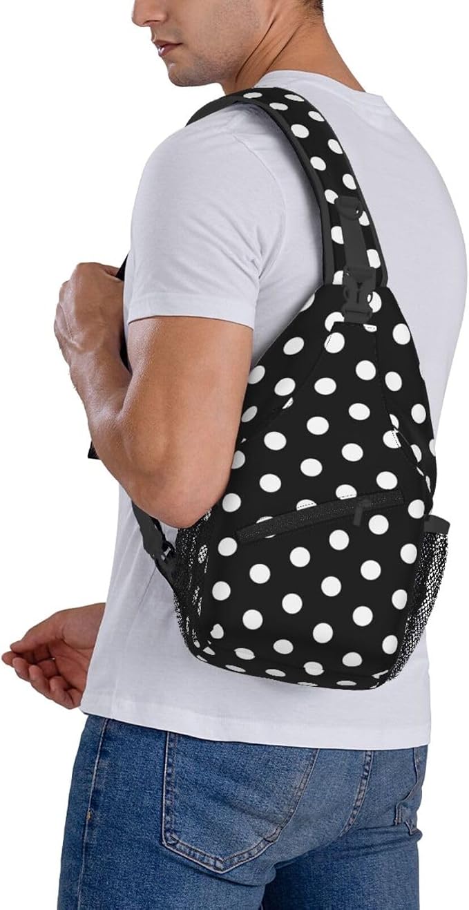 Polka Dot Crossbody Sling Bags for Women Men Abstract White Small Circle Dot on - Image 7