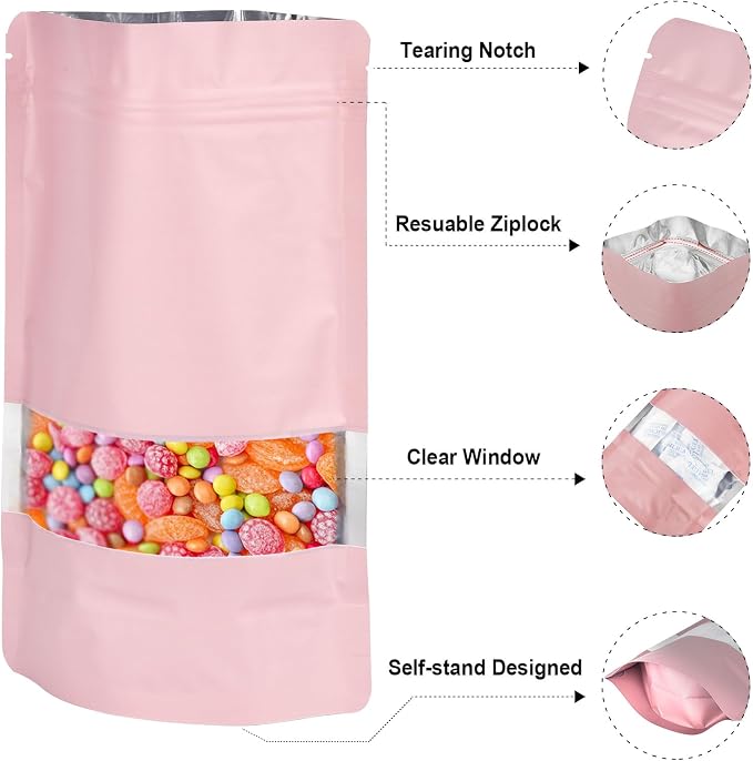 5.5"x7.8" 120pcs Mylar Bags for Food Storage, Smell Proof Bag - Image 3