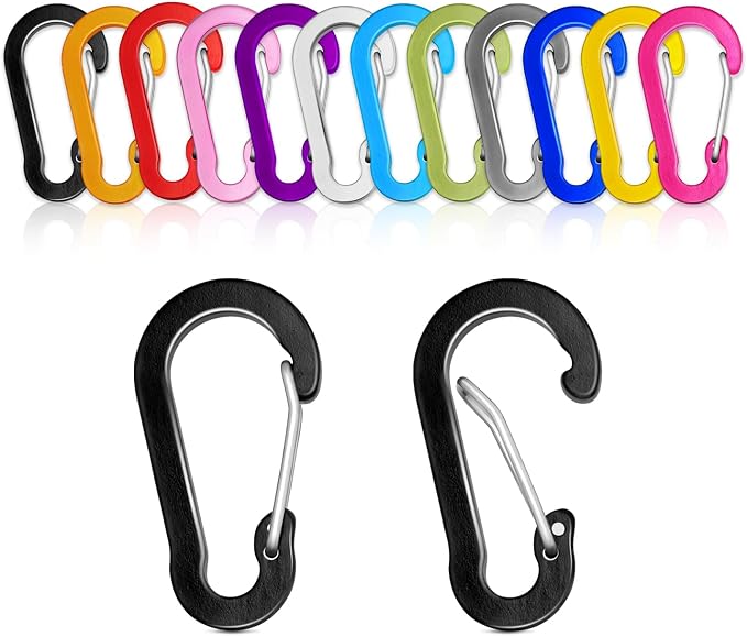 12pcs Aluminum Small Carabiner Clip, 2 Inch Carabiner Keychain Clasp Spring D by CooBigo