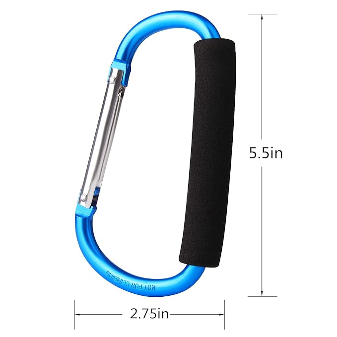 4 Pack Large Carabiner 5.5" D Style Click and Carry Bag Carrier Stroller Hooks - Image 2