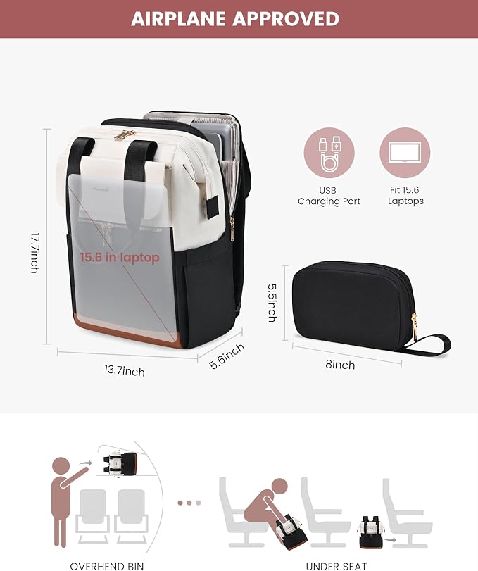 LOVEVOOK Laptop Backpack for Women, 15.6 Inch Work Laptop Bag - Image 3