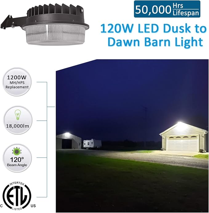 120W LED Barn Light, 18000lm Dusk to Dawn Outdoor Yard Lighting - Image 2