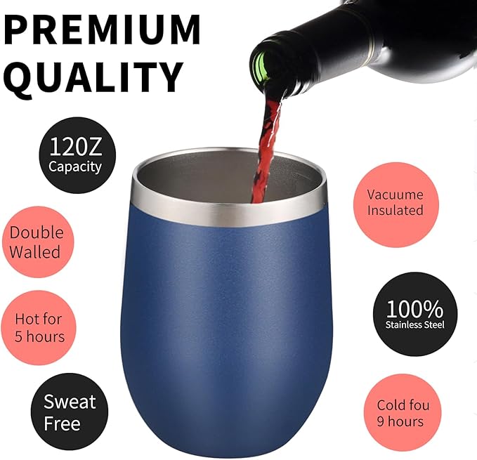 12oz/4 Pack Wine Tumbler Glasses - Image 3
