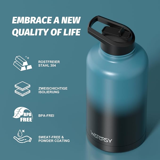 64oz Insulated Water Bottle, BPA Free&Leak Proof, Half Gallon Stainless Steel - Image 8