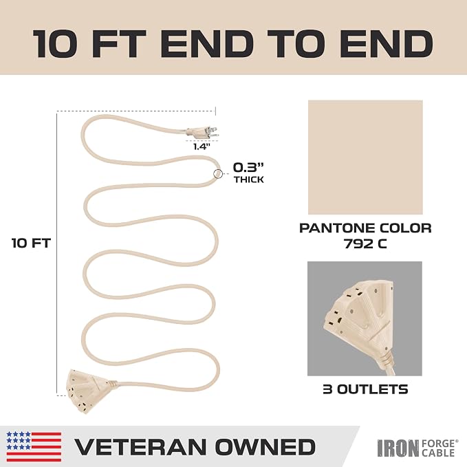 Iron Forge Cable Weatherproof 10 Ft Outdoor Extension Cord - Image 7