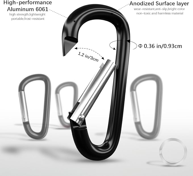 sprookber 4" & 5" Extra Large Aluminum Carabiner D Ring, Caribeener Clips - Image 4