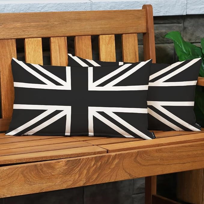 EKOBLA UK Flag Pillow Cases Union Jack Black White United Kingdom National - Image 3
