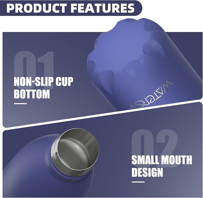 WATERSY Stainless Steel water bottles, 17oz/500ml Insulated Water Bottles - Image 5