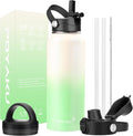 Water Bottle Insulated 32oz 40oz 64oz 128oz Straw Lid Spout Lid & 3 Lids by POYAKU