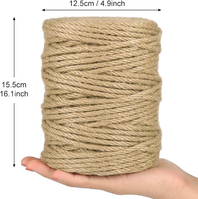 Tenn Well 5mm Jute Rope, 295 Feet 4Ply Twisted Thick Twine Rope - Image 4