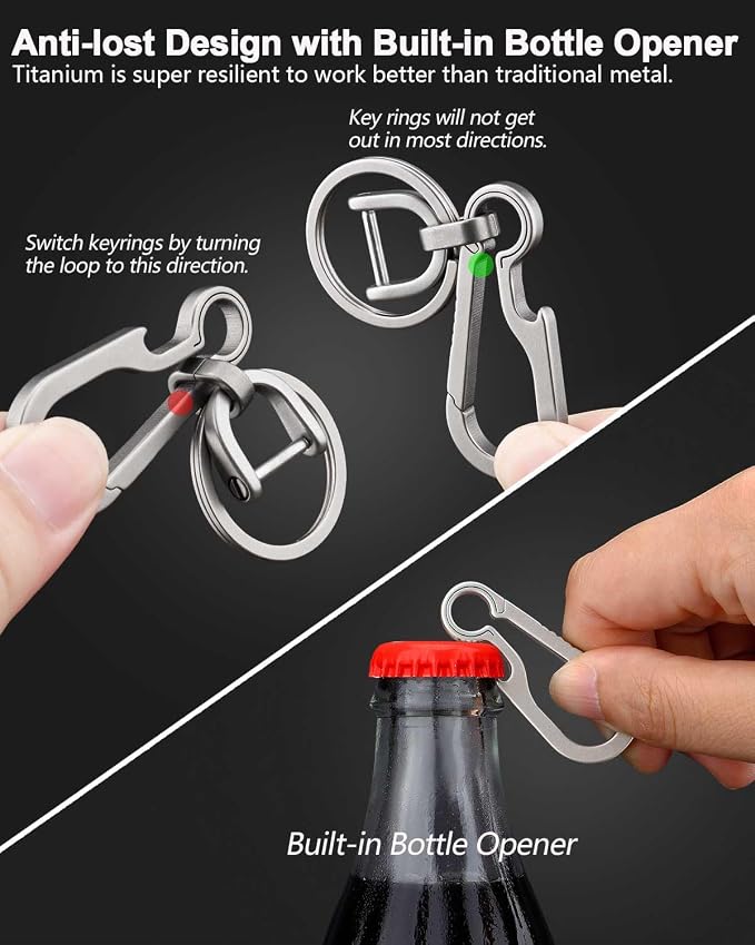 PJYTAC Key Chain Clip Titanium Carabiner Keychain Quick Release Carabiner - Image 5