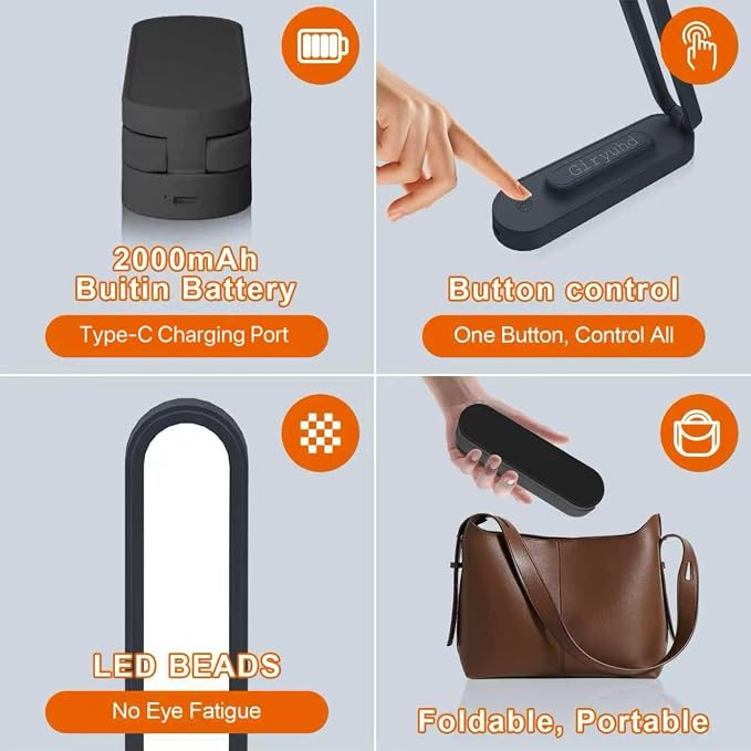 Giryuhd LED Desk Lamp for Office Home & Battery Operated Lamp Rechargeable Lamp - Image 6