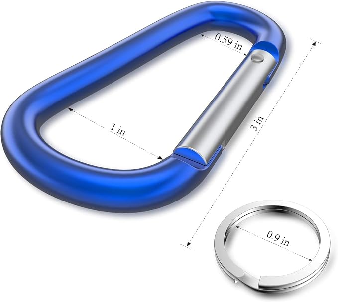 Carabiner Keychain Clip -3" Aluminum Carabiner D Ring, Caribeener Clips - Image 2