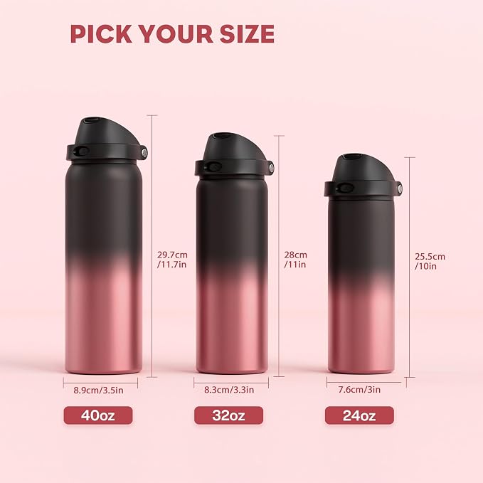 POWCAN 32 oz Stainless Steel Water Bottle: 2-in-1 Push-Button Spout & - Image 8